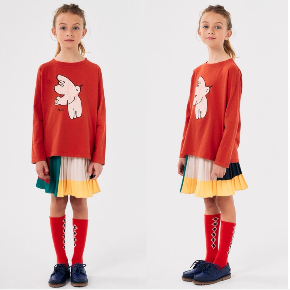 Bobochoses Red Graphic Long Sleeve Shirt- kids freedom bird organic cotton